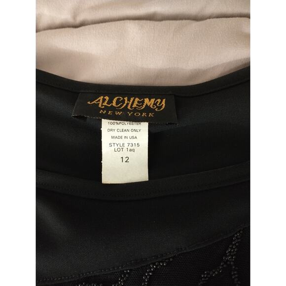 Vintage Alchemy NY Y2K Black Mesh Cutout Maxi Dress Size 12 NWT Goth Grunge 90s - Picture 4 of 11